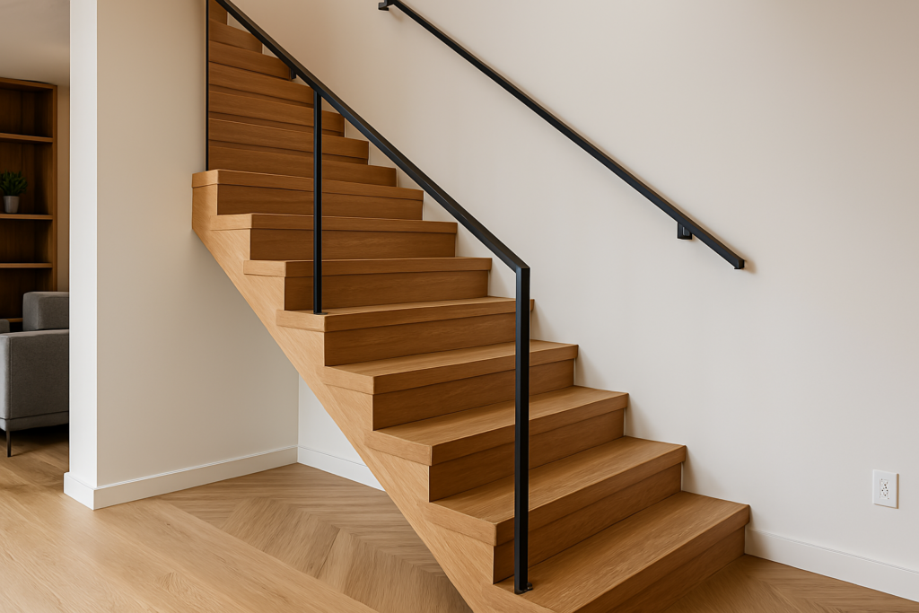 Escalier moderne en bois sur mesure avec garde-corps design